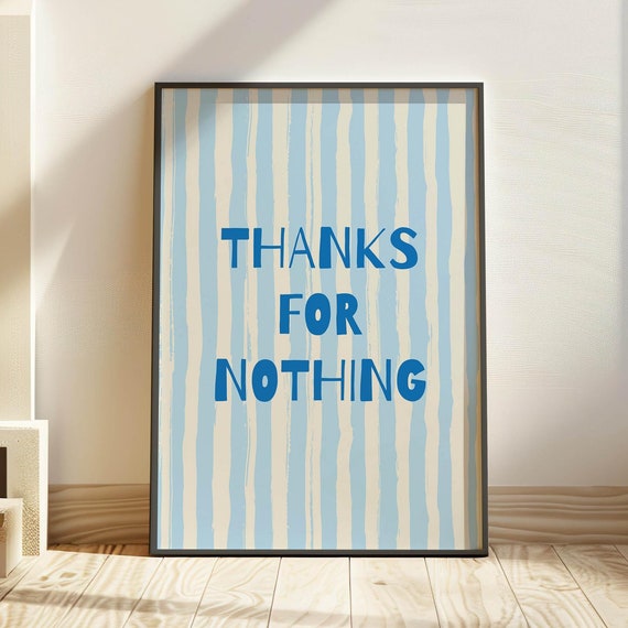 Thanks For Nothing, Funny Minimalist Office Decor