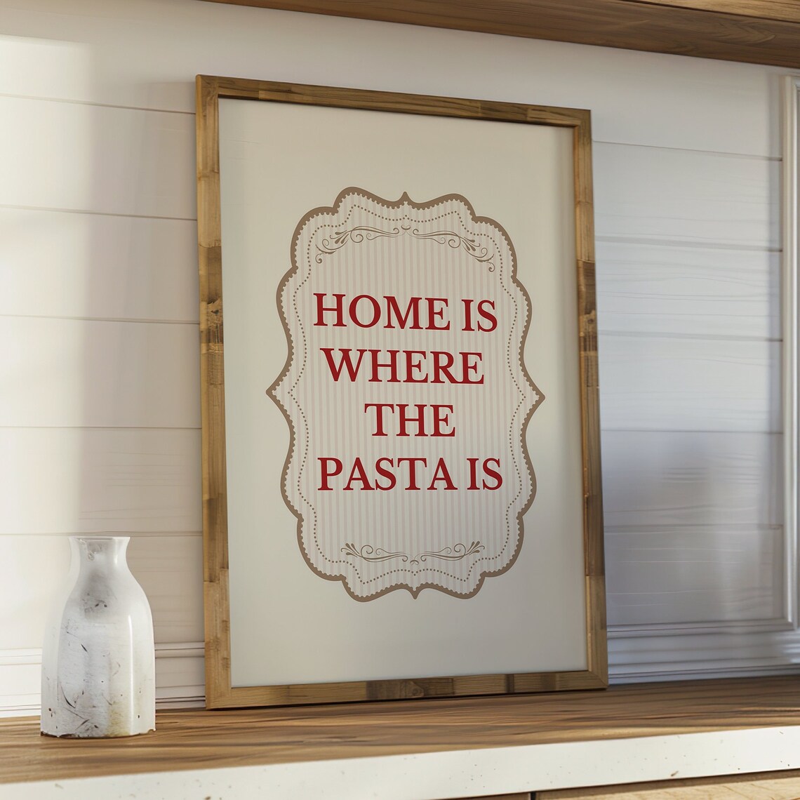 Home Is Where The Pasta Is Vintage Ornate Italian Kitchen Poster