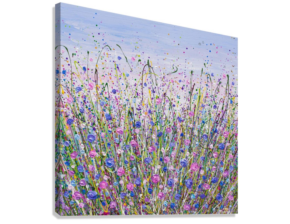 Blue Purple Wildflower Meadow Abstract Splatter Colorful Art Poster - Image 3