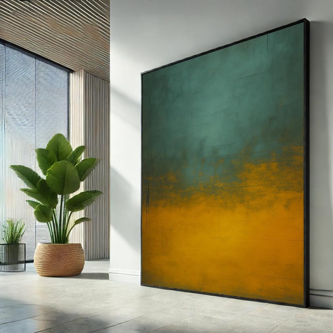Emerald Green and Gold Gradient Abstract Modern Textured Art Poster