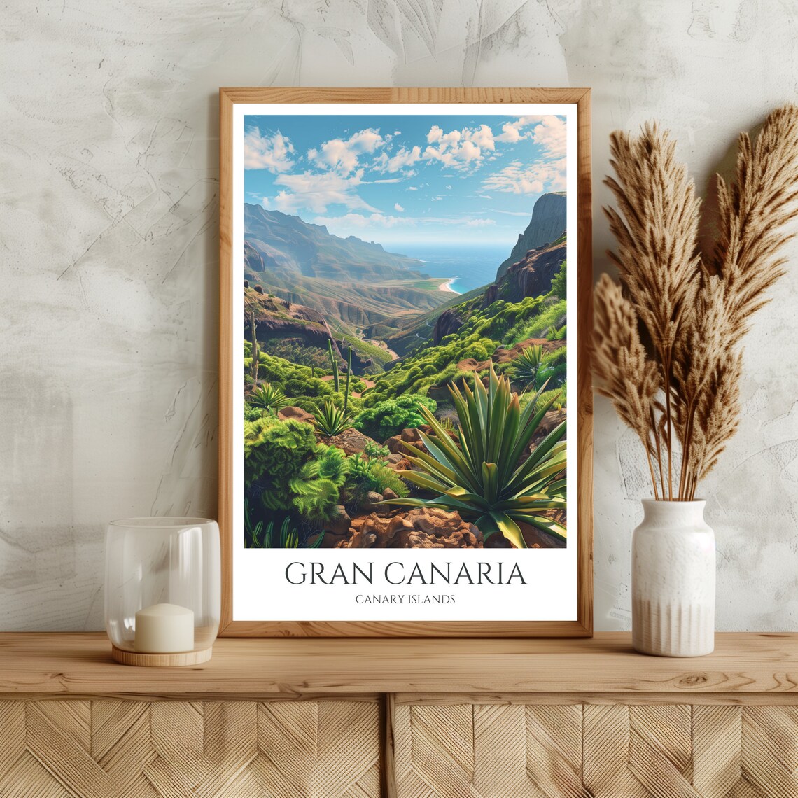 Gran Canaria Green Volcanic Valley Coast Canary Islands Travel Poster - Image 3