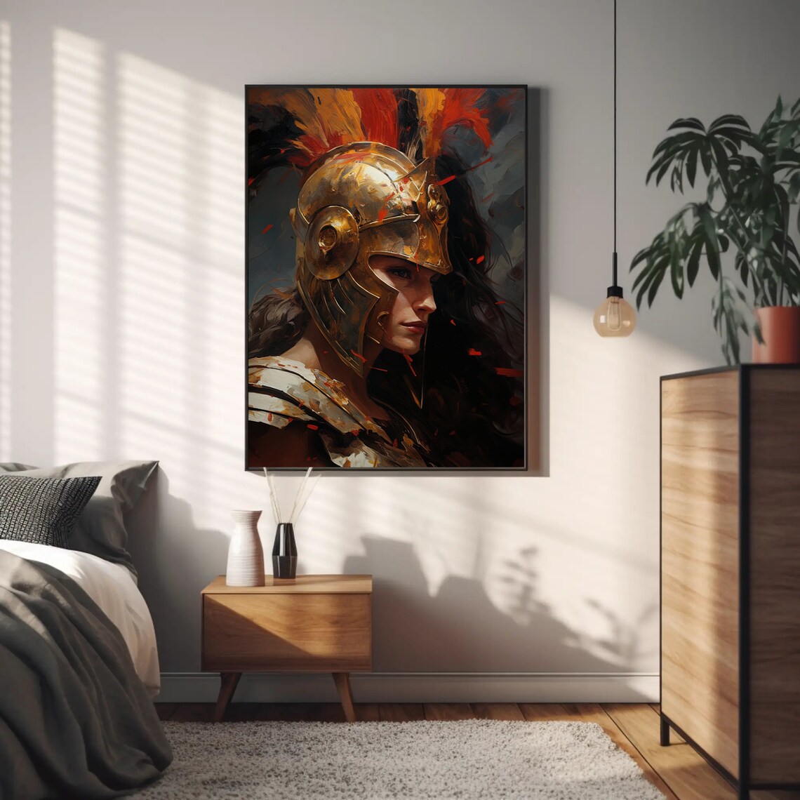 Athena Greek Goddess Warrior in Golden Helmet Portrait Poster - Image 5