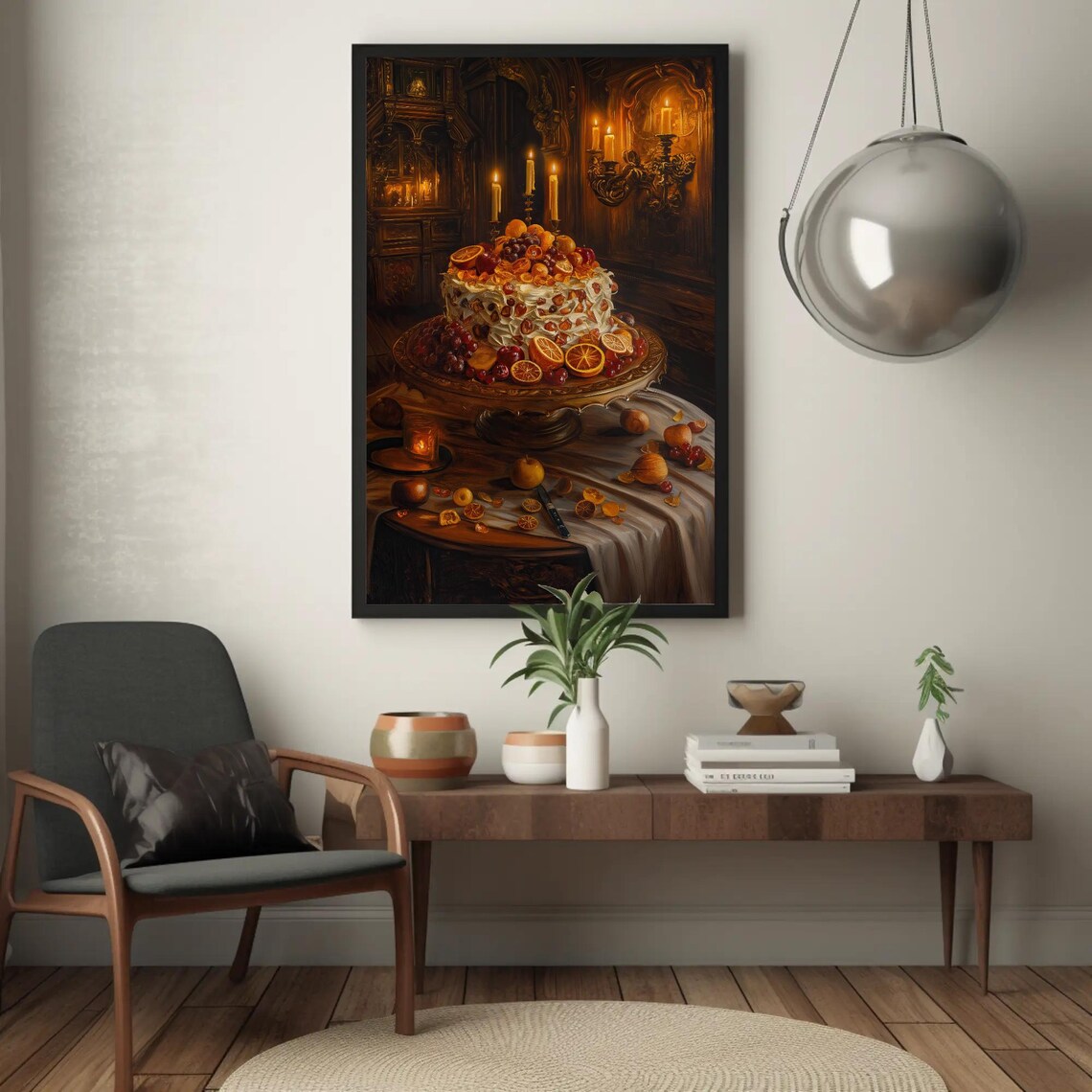 Renaissance Style Vintage Fruit Cake Art Print - Image 4