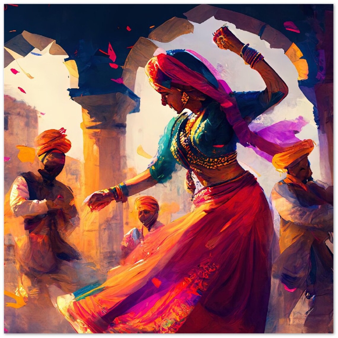 Rajasthani Woman Dancing Art Print, South Asian - Image 3