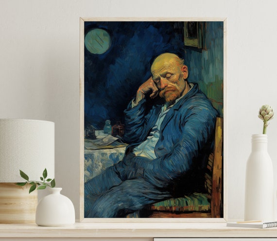 Sleeping Man Abstract Art For Western Vintage Home Decor Oil Painting Large Art Gift Art Lover