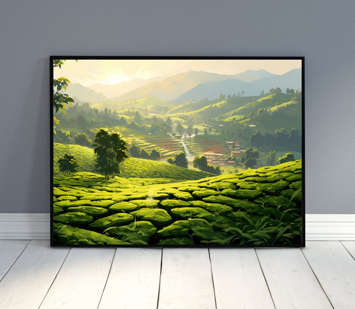 Art Print Of Kerala Tea Plantation Kerala Home Decor South Indian Painting Hills Of Kerala Oil Painting Kerala Art - Image 2