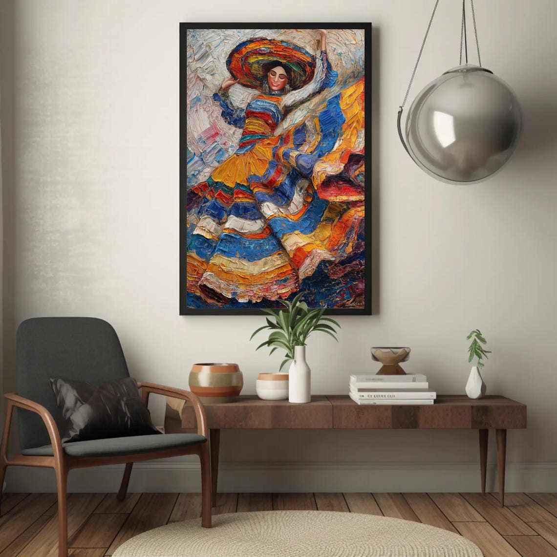 Mexican Folk Dancer In Rainbow Ruffled Skirt And Sombrero Poster - Image 5