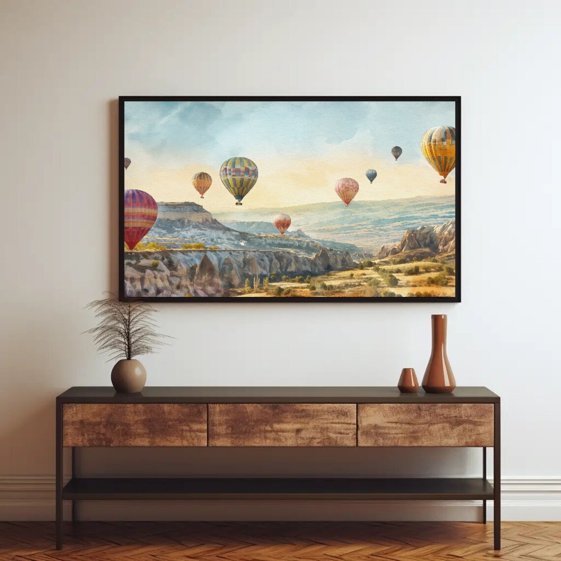 Cappadocia Hot Air Balloons Sunrise Watercolor Landscape Poster - Image 2