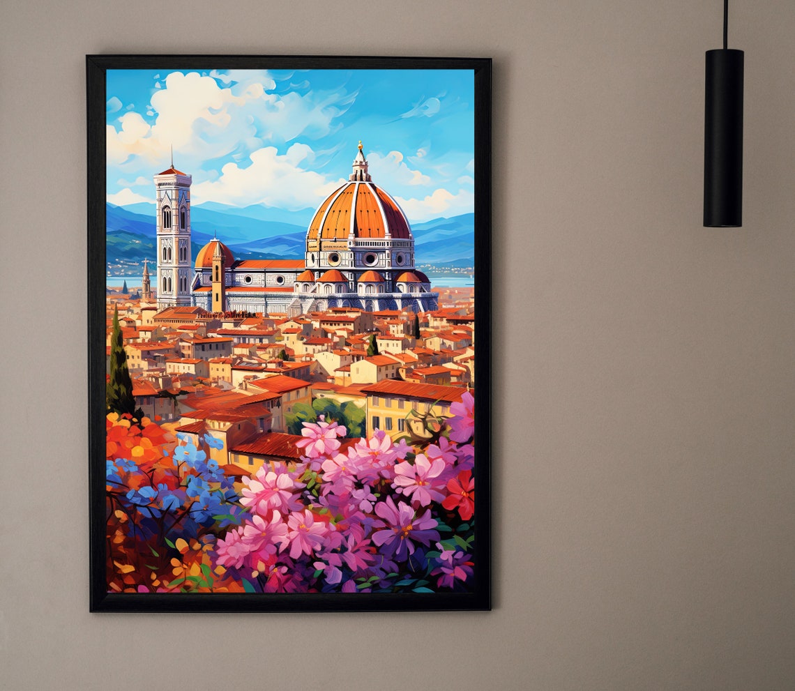 Florence Duomo Daytime View Blooming Flowers Italy Art Poster - Image 4