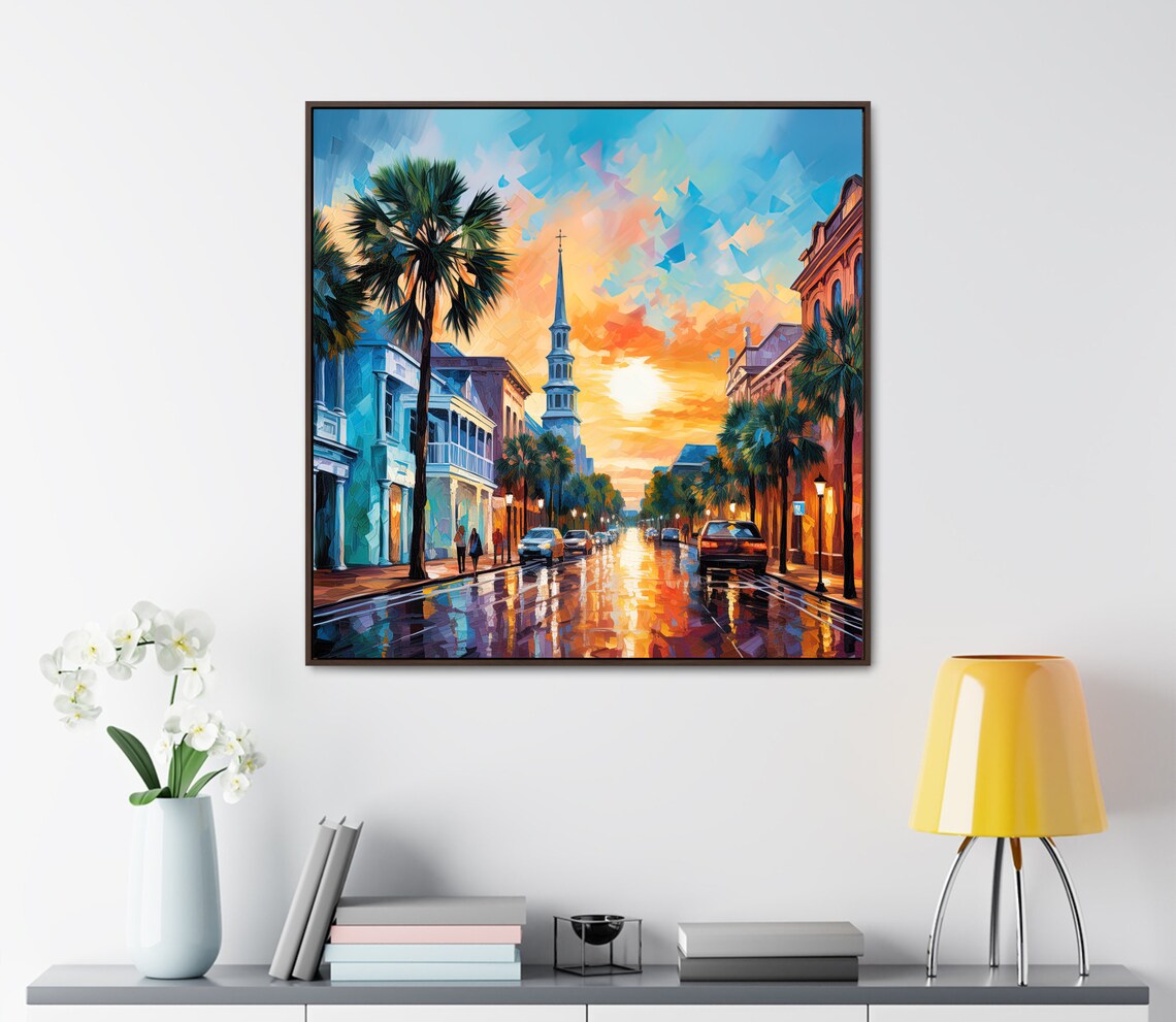 Charleston South Carolina Sunset Palmetto Street Scene Poster - Image 4
