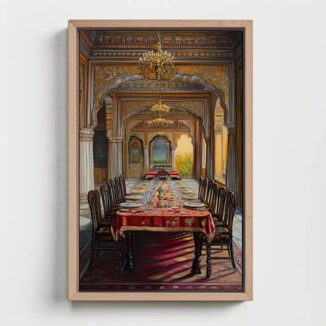 Majestic Indian Palace Banquet Hall with Long Feast Table Art Poster - Image 5