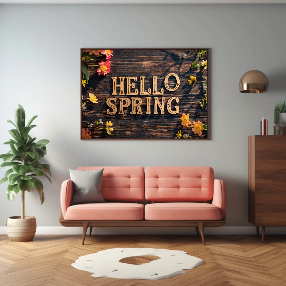 Hello Spring Rustic Wooden Letters With Wildflower Decor Poster - Image 3