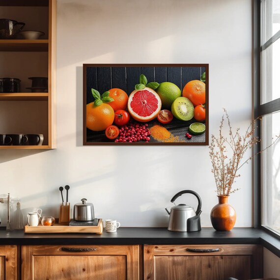 Fruit Wall Art Lemon Orange Dining Room Decor Ready To Hang Print Restaurant Poster Gift For Her Kitchen Decor