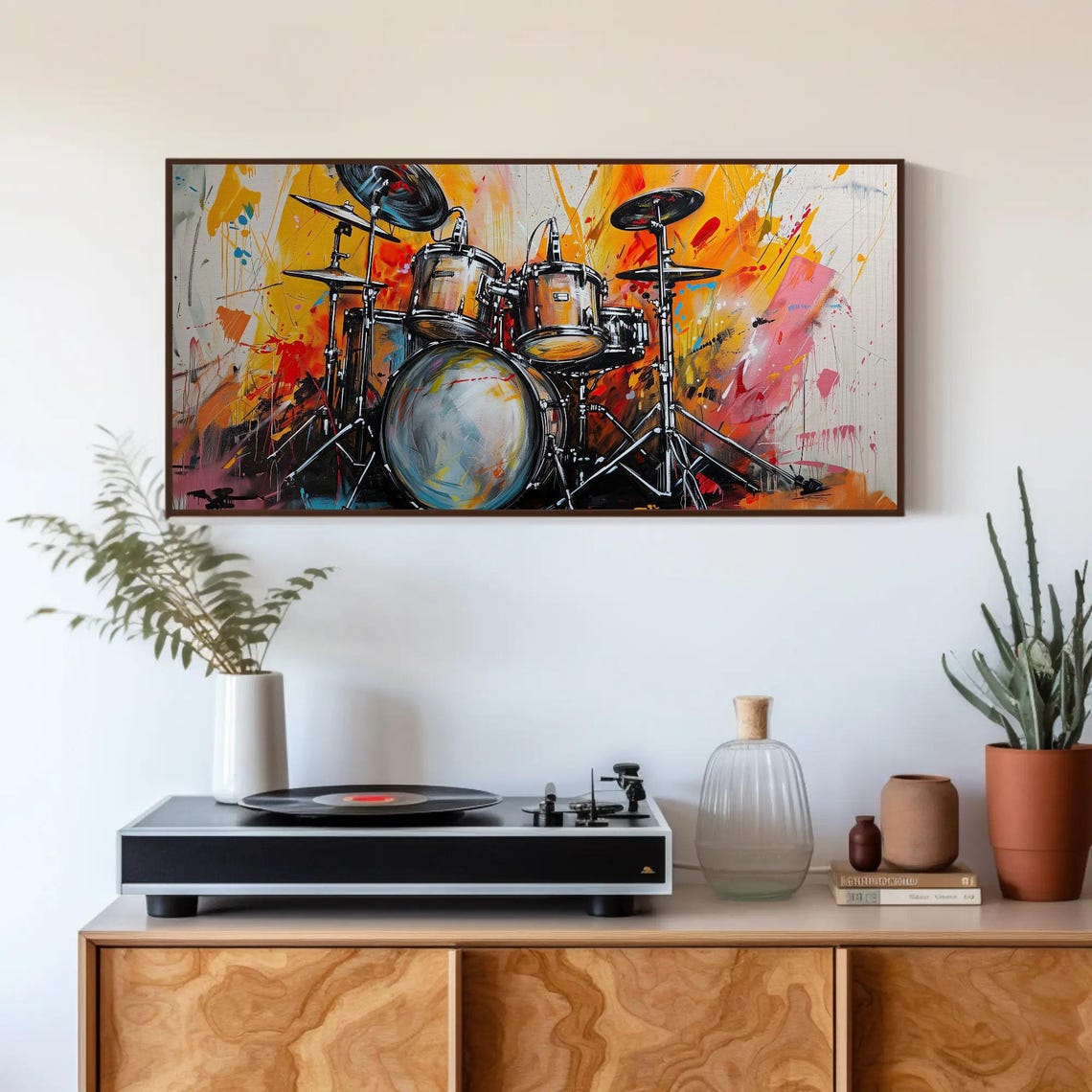 Drum Kit Graffiti Colorful Paint Splash Musician Wall Poster - Image 3