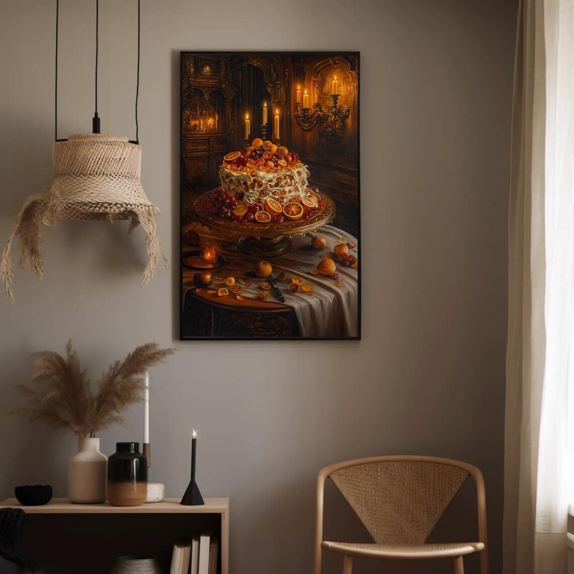 Renaissance Style Vintage Fruit Cake Art Print - Image 3