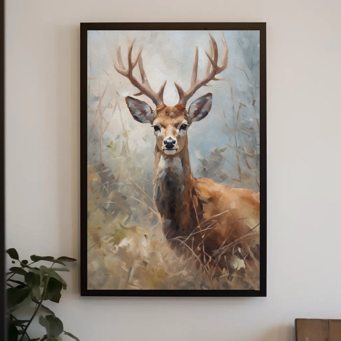 Deer In Jungle Wall Art Abstract Nature Wall Art Animal Kingdom Decor Deer Print - Image 4