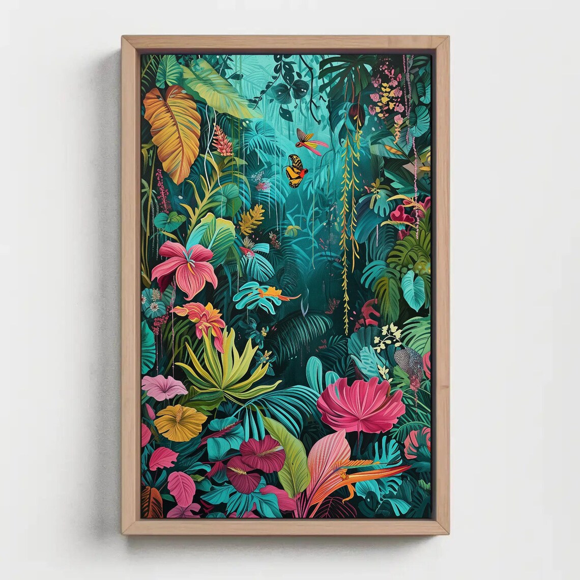 Blue Tropical Jungle Forest Cabin Wall Art Print