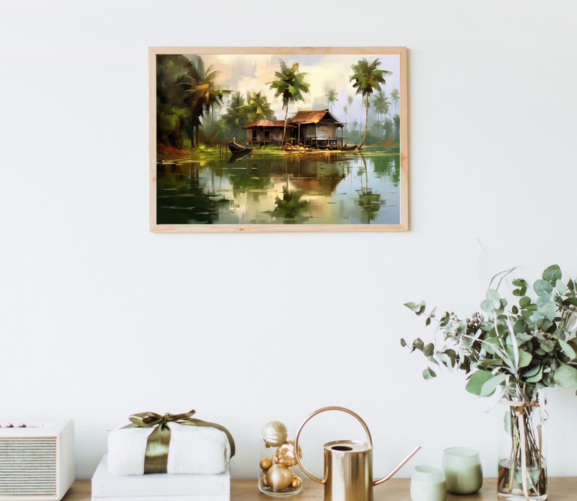 Art Of Beautiful Scenery Of Kerala Kerala Home Decor South Indian Painting Kerala Oil Painting Kerala Art South Indian Decor - Image 4