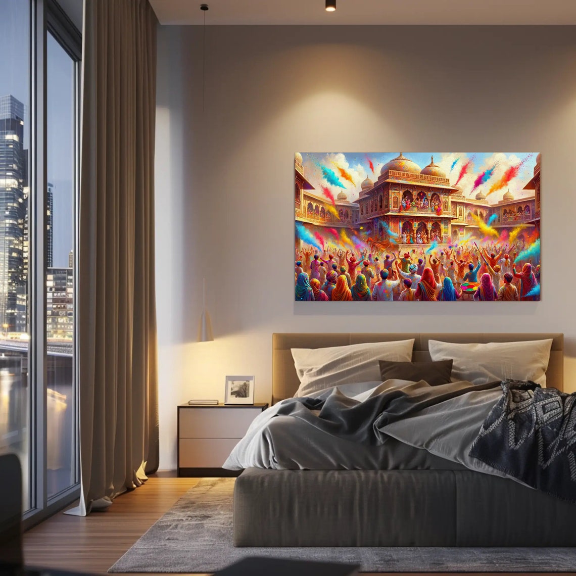 Holi Festival Painting Indian Art Framed Print Cultural And Festive Decor Ready To Hang Indian Living Room Bedroom And Office - Image 4
