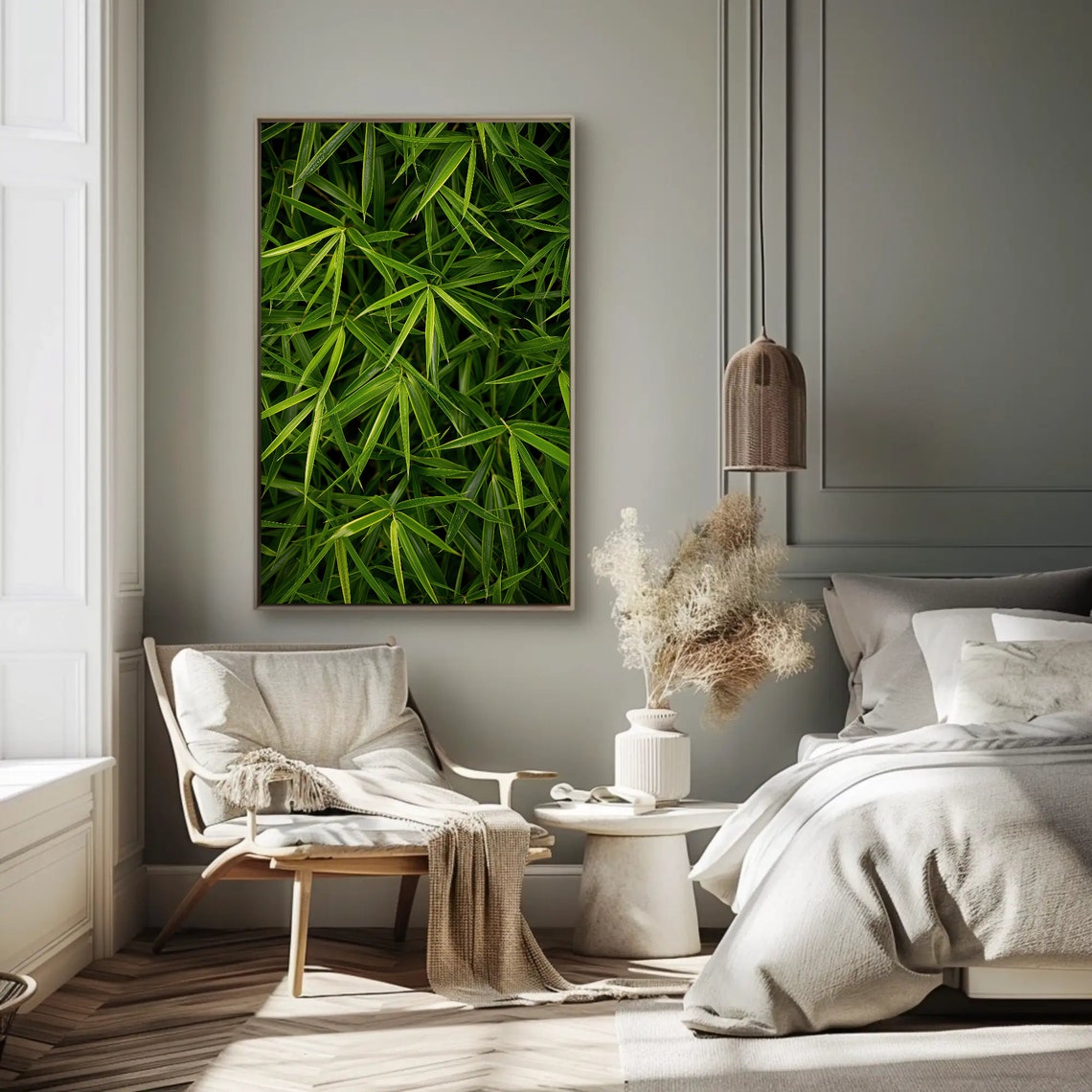 Overhead Green Bamboo Leaves Lush Tropical Foliage Texture Poster - Image 4
