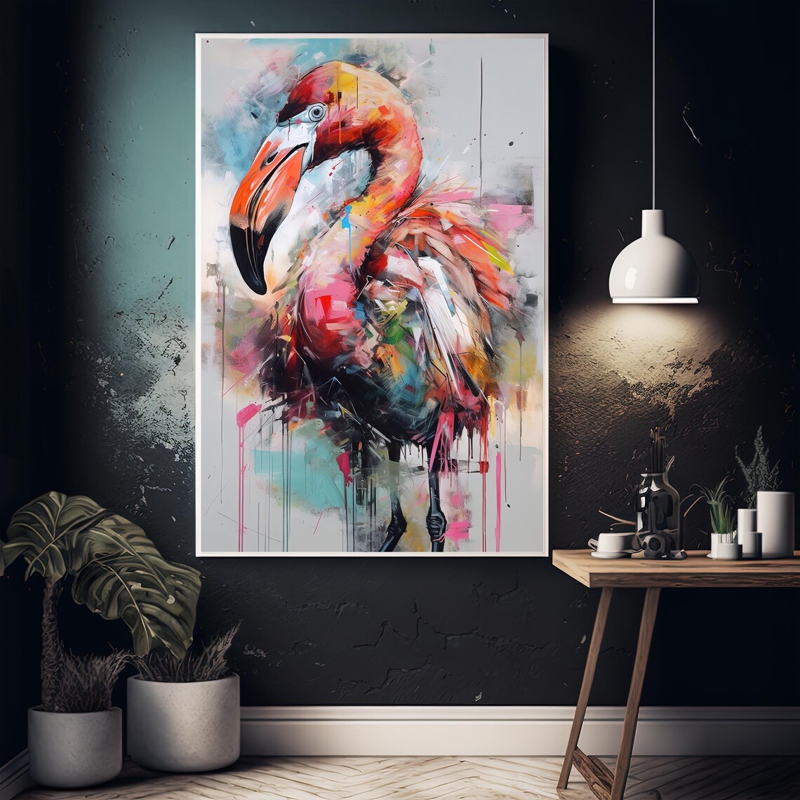 Abstract Flamingo Pink Paint Splash Vibrant Modern Art Poster - Image 5