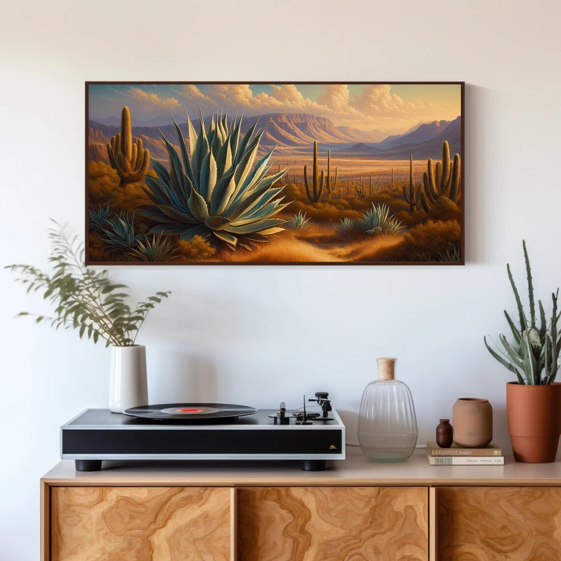 Southwest Agave Desert Sunset Landscape Watercolor Cactus Art Poster - Image 5