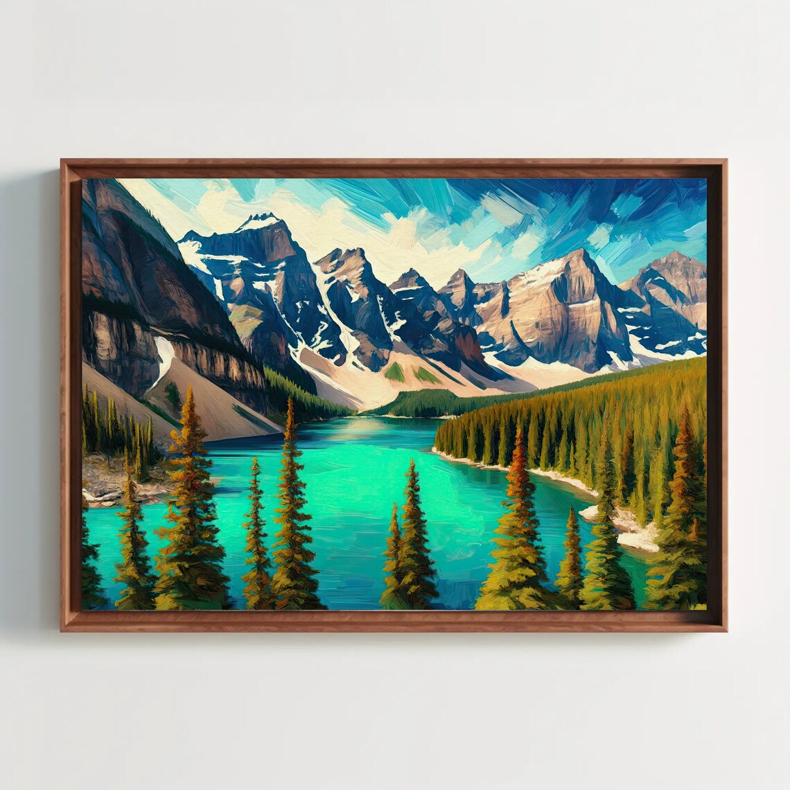 Moraine Lake Oil Painting, Canada Landscape Art Print