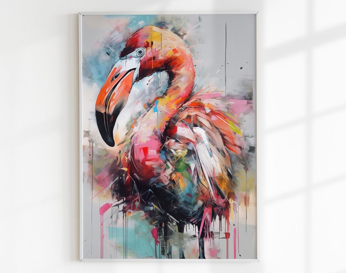 Abstract Flamingo Pink Paint Splash Vibrant Modern Art Poster - Image 4