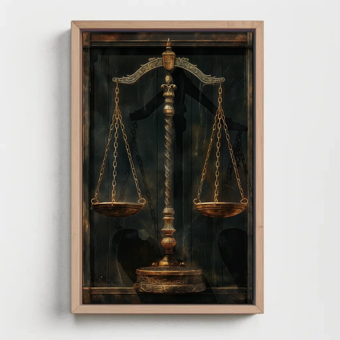 Antique Brass Scales Of Justice Law Office Dark Decor Poster - Image 4