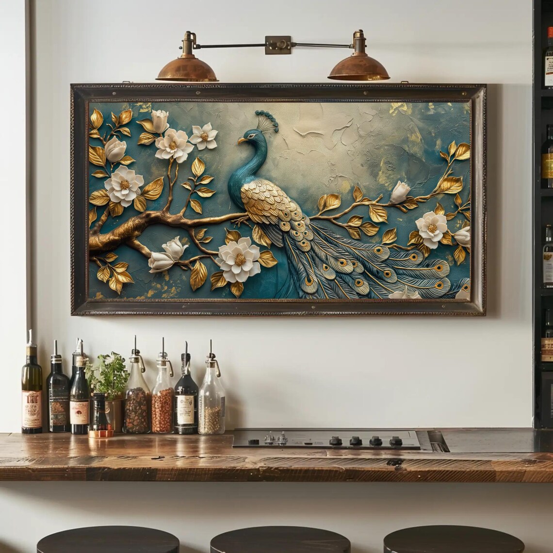 Peacock 3D Illusion Wall Art Print, Modern Decor - Image 3