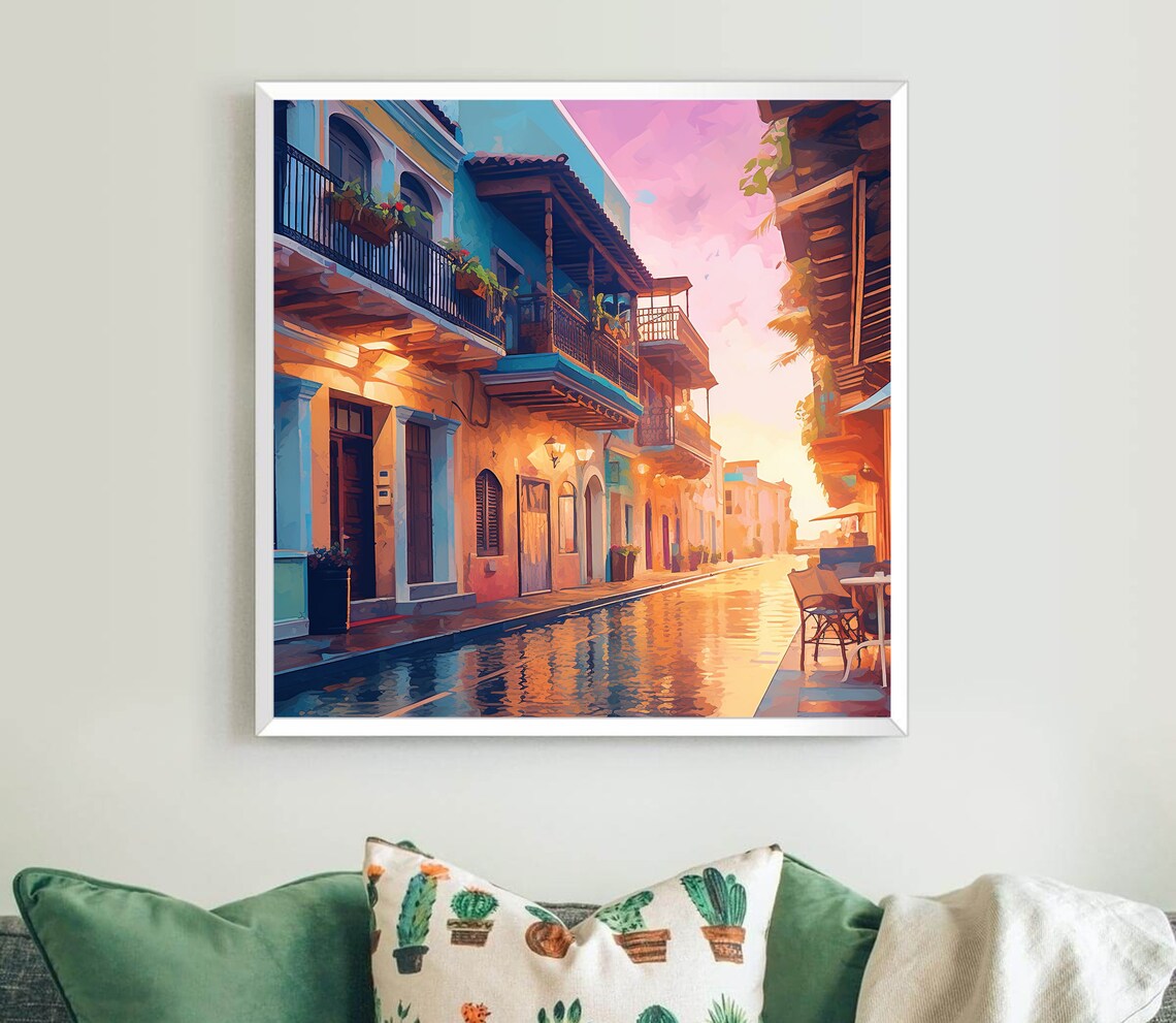 Cartagena Art Deco Travel Poster, Caribbean Colombia - Image 5