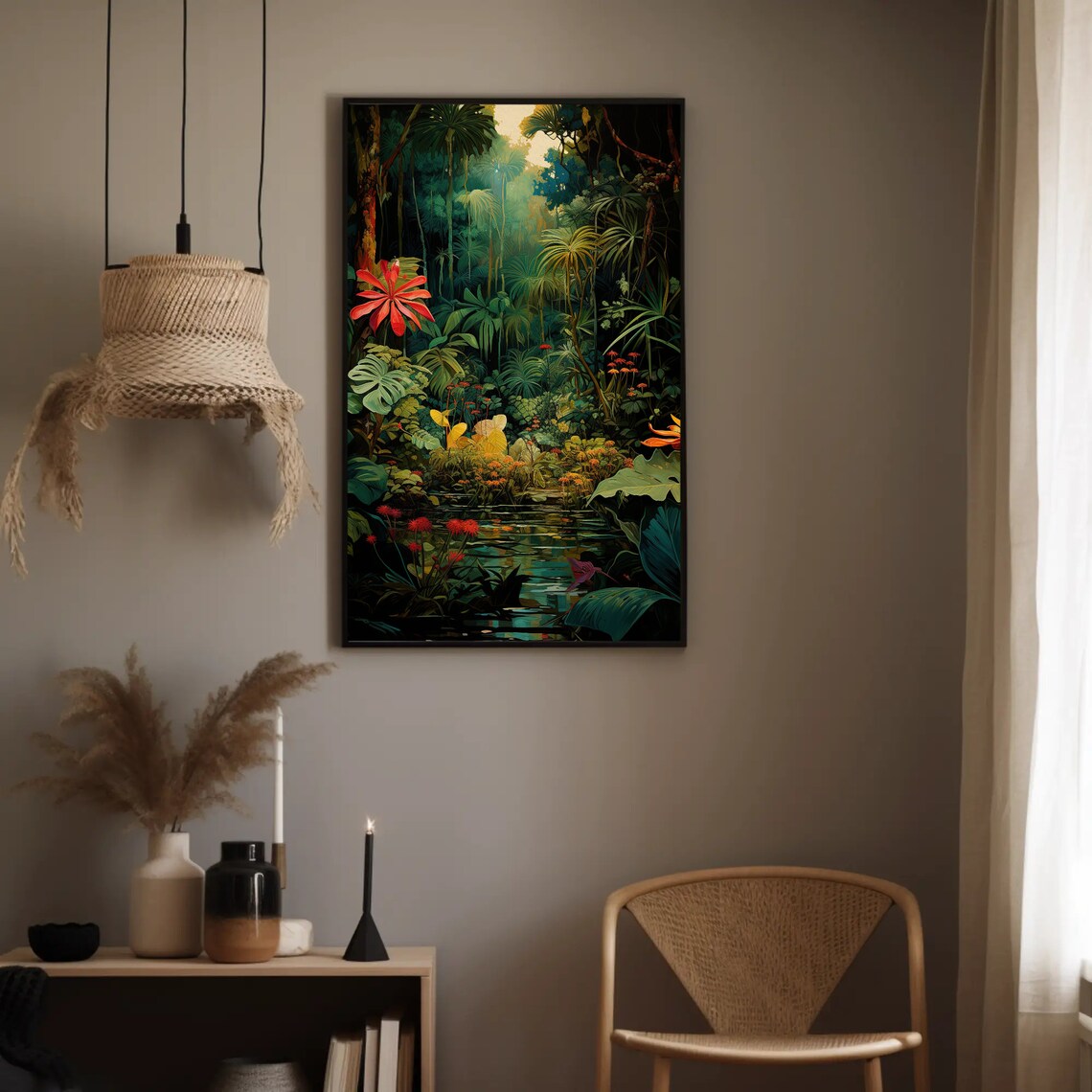 Tropical Jungle Green Forest Wall Art Print, Decor - Image 5