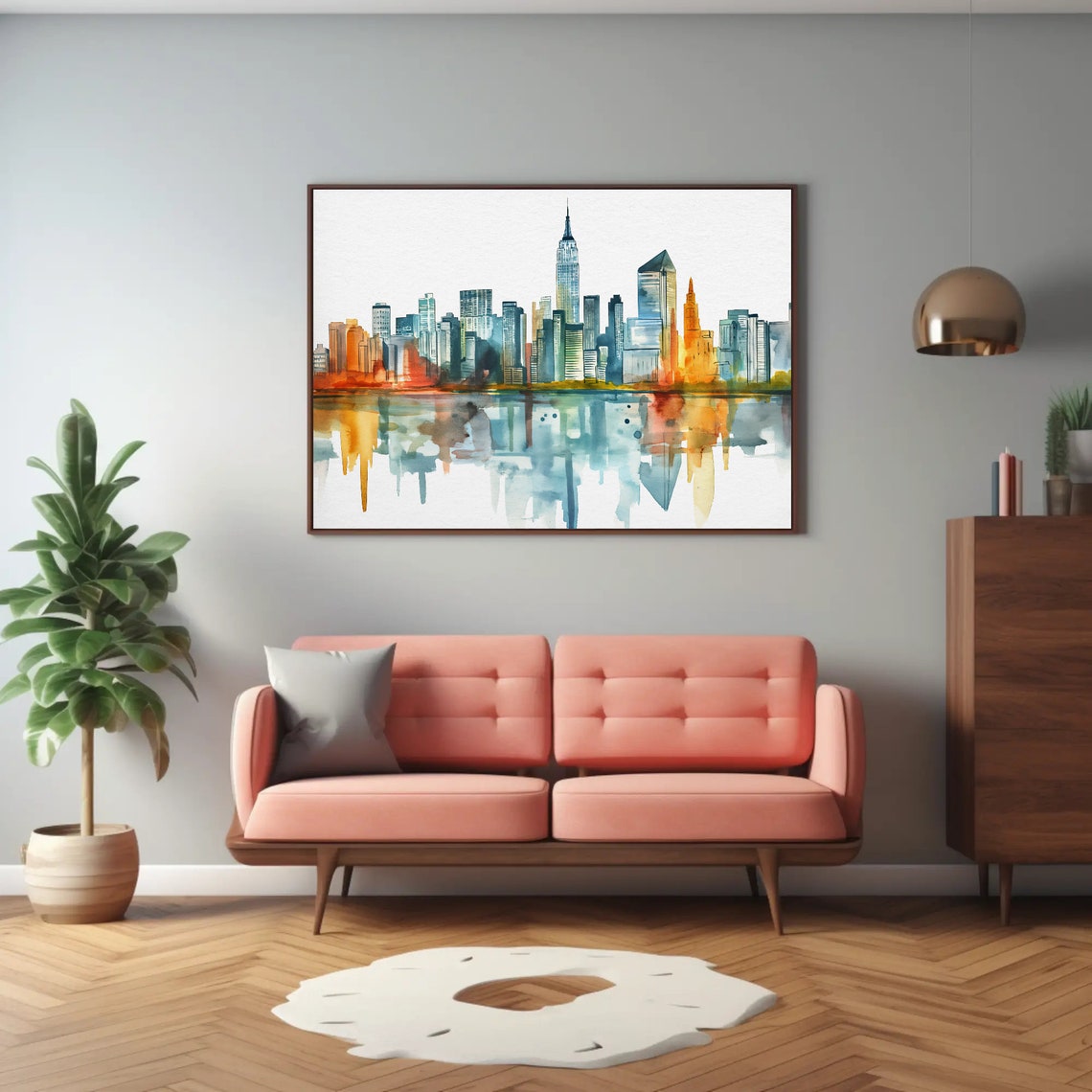 New York City Skyline Minimalist Watercolor Manhattan Poster - Image 4