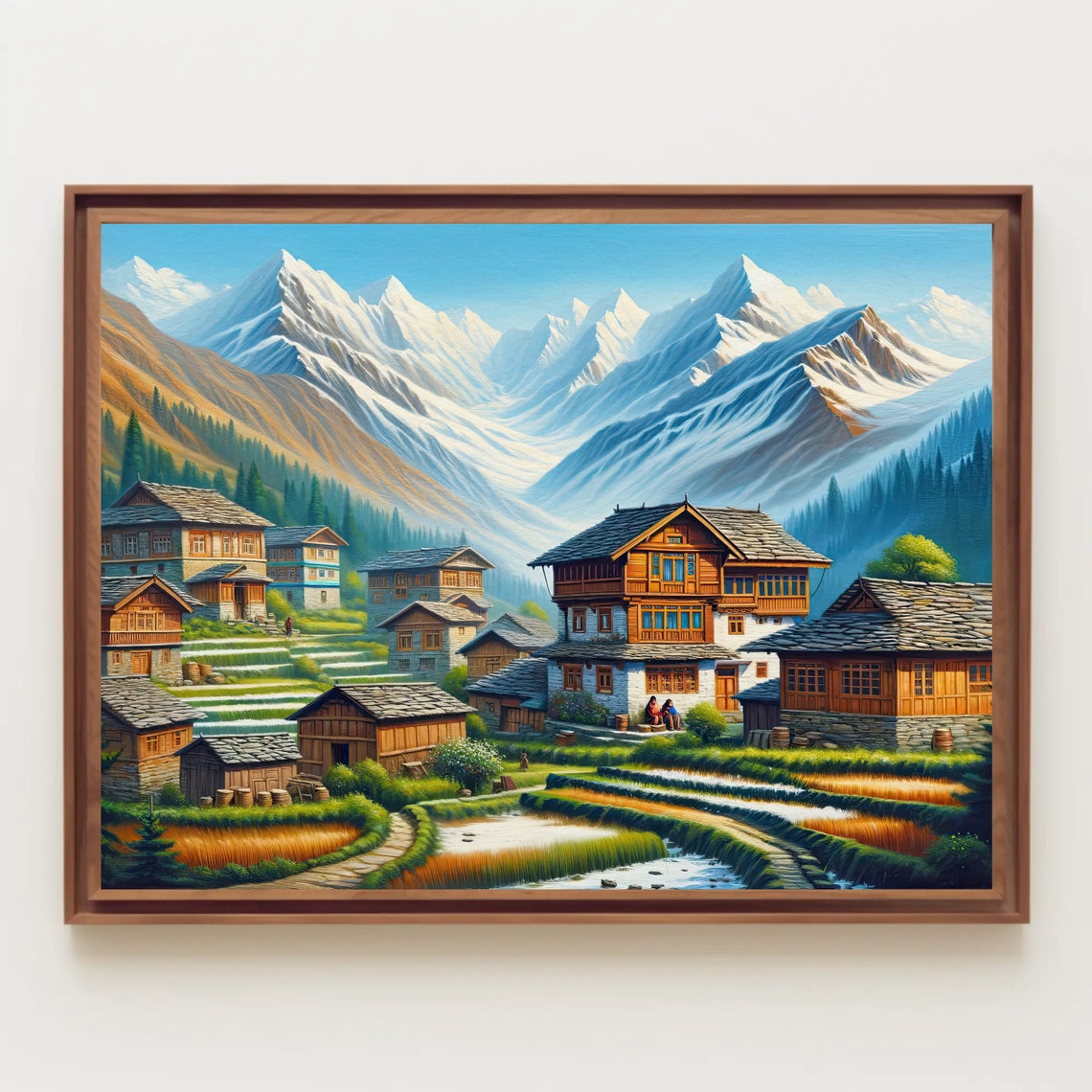Himalayan Mountain Village Beneath Snow Covered Peaks Poster - Image 4