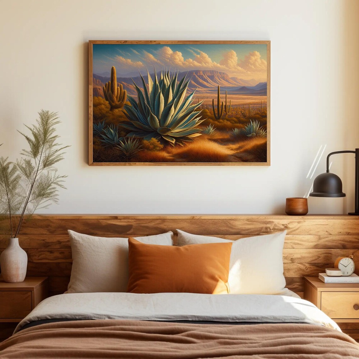 Southwest Agave Desert Sunset Landscape Watercolor Cactus Art Poster - Image 4