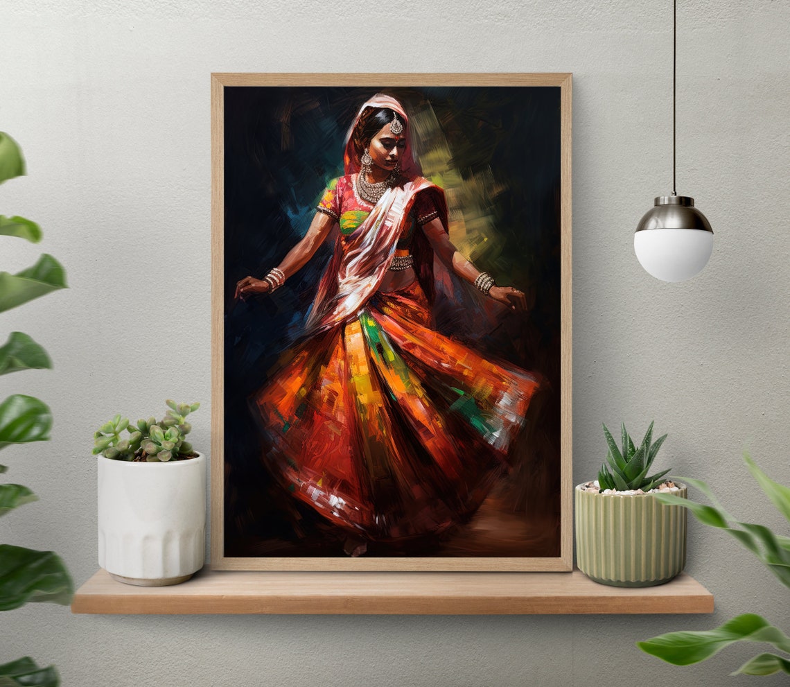 Rajasthani Folk Dancer Spinning in a Swirling Red Lehenga Poster - Image 4