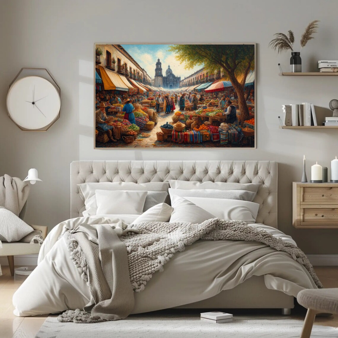Mexican Market Oil Painting Art Print, Cultural Decor - Image 5