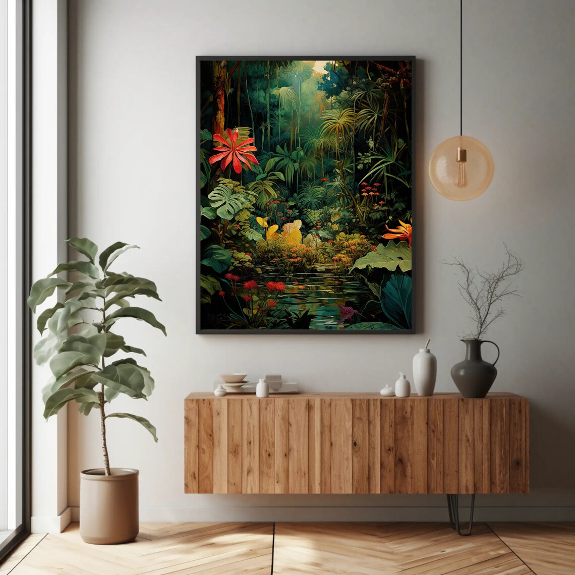 Tropical Jungle Green Forest Wall Art Print, Decor - Image 2