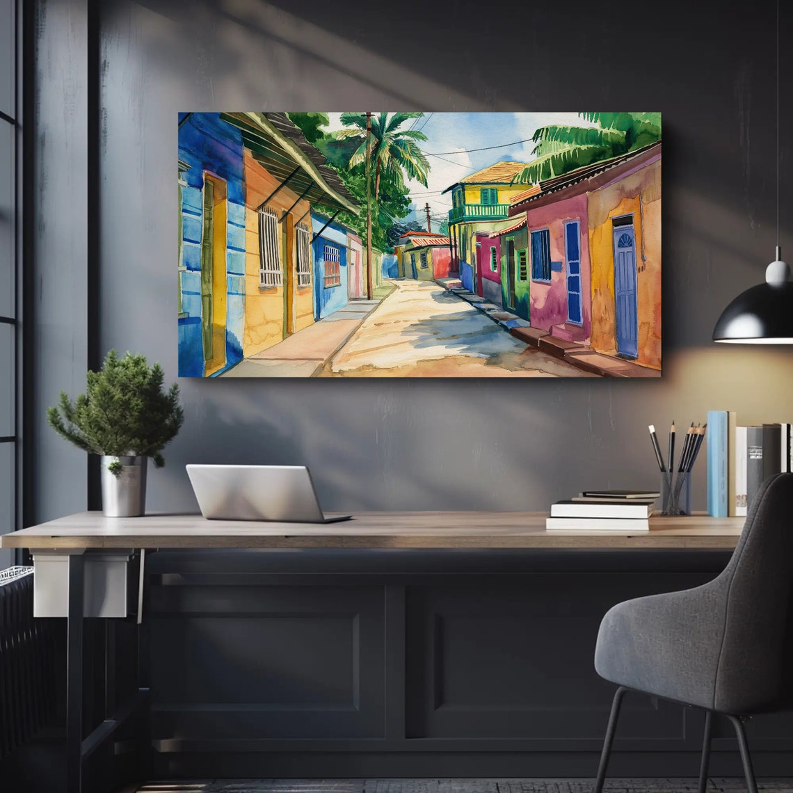 Trinidad And Tobago Street Watercolor Painting Print Framed Wall Art Vibrant Home Decor Ready To Hang Perfect For Living Room - Image 5