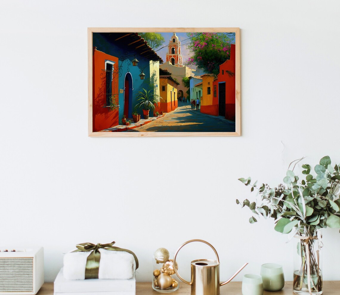 Mexican Village Artwork, Traditional Wall Art Print - Image 3