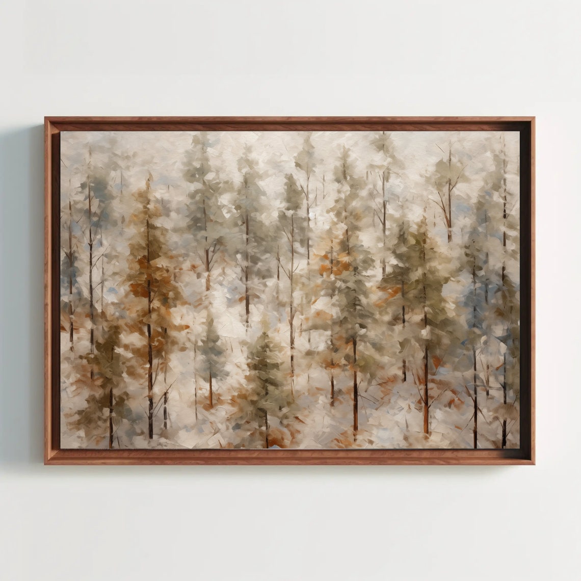 Winter Tree Landscape Oil Painting Impressionist Forest Art Winter Wall Art Landscape Art Home Decor