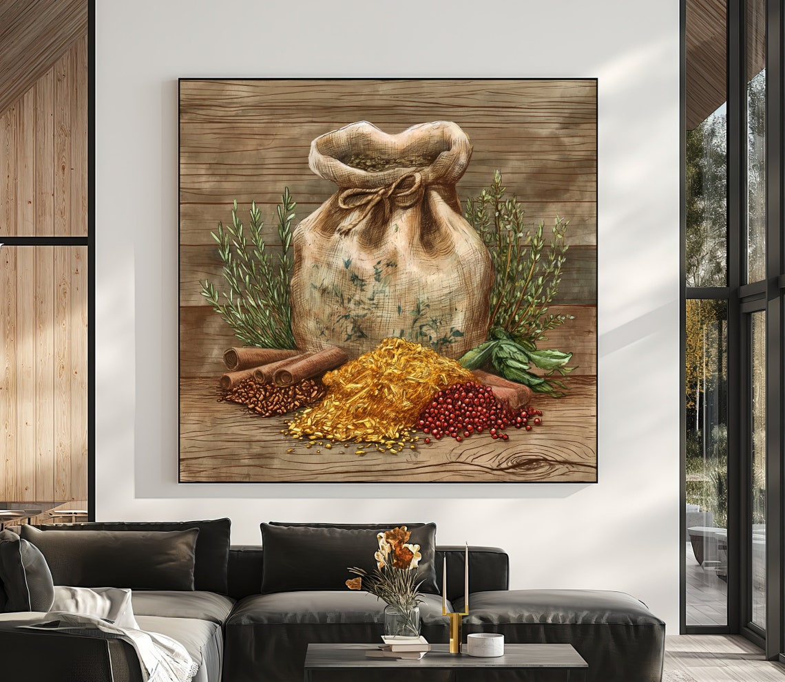 Burlap Spice Sack Cinnamon Star Anise Rustic Kitchen Wall Print - Image 4