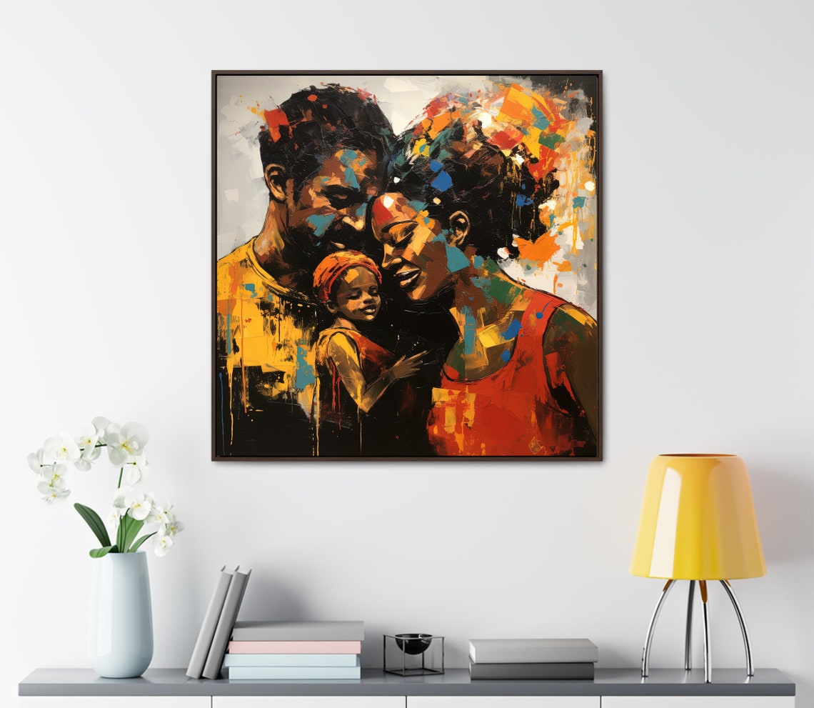 African Family Tender Embrace Abstract Expressionist Art Poster - Image 3
