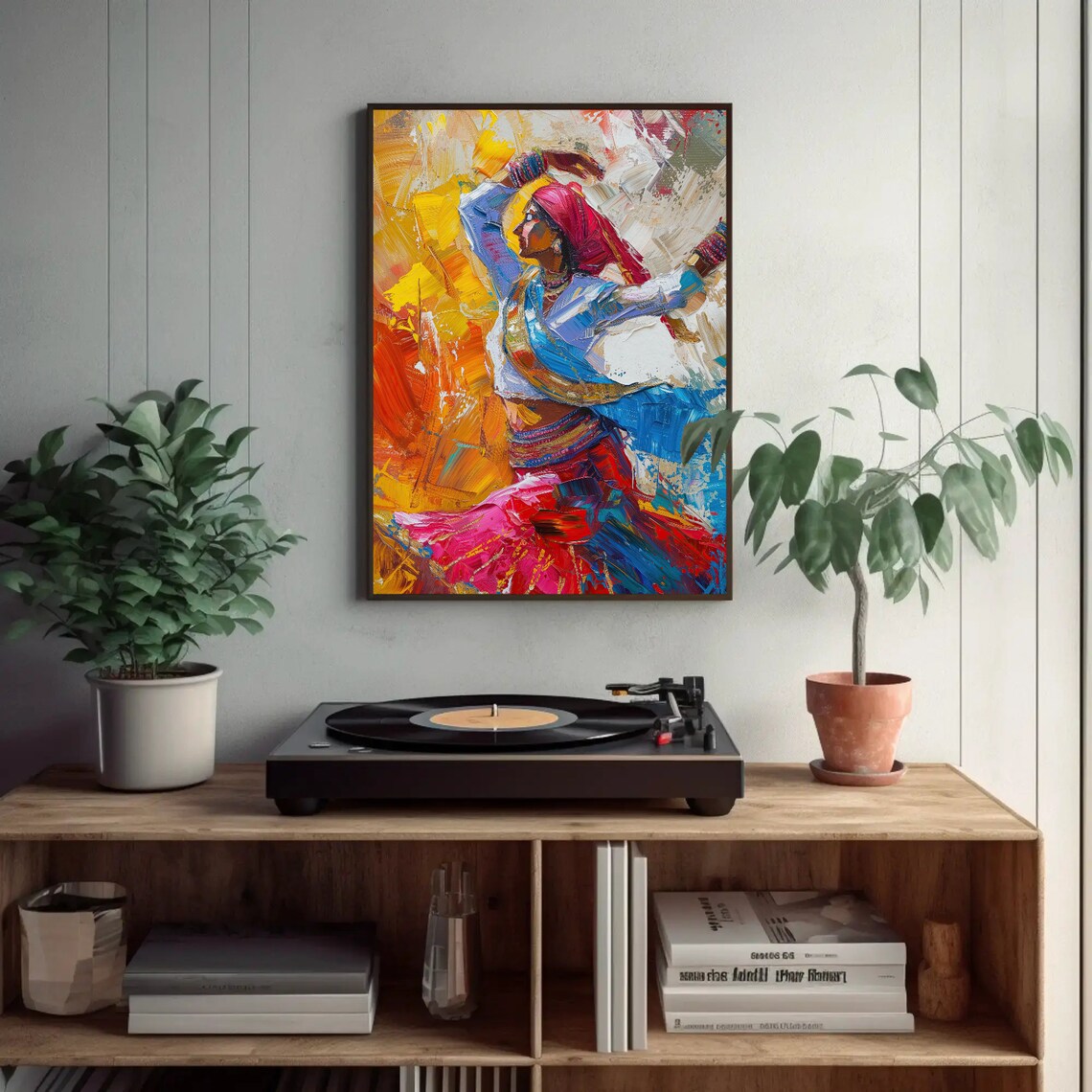 Spinning Indian Dancer In Pink And Blue Traditional Costume Poster - Image 3