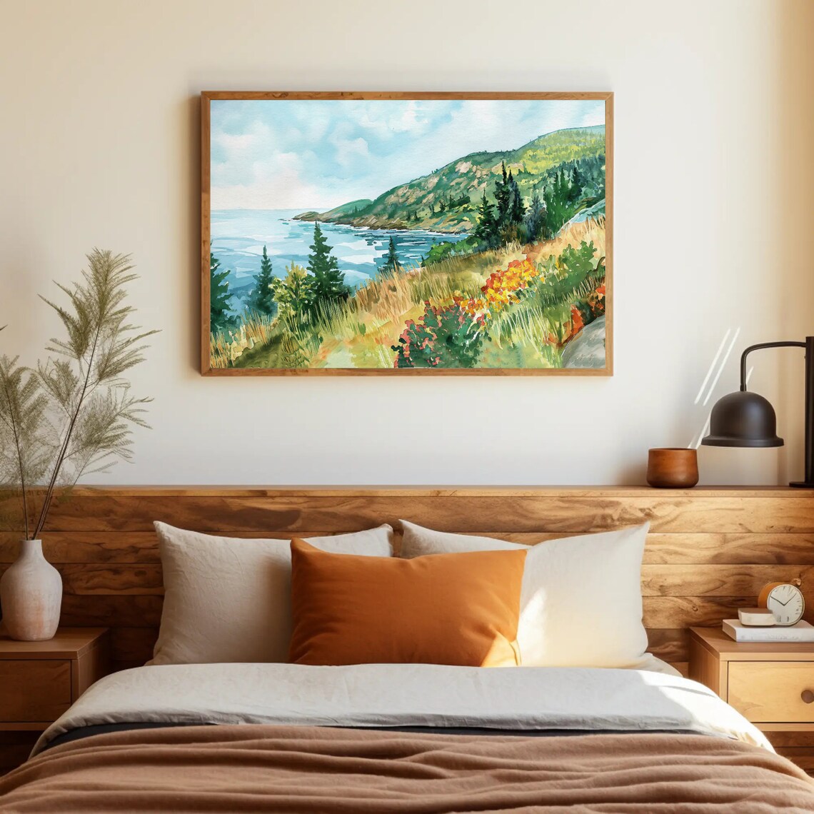 Acadia National Park Rocky Coastline Watercolor Landscape Poster - Image 4