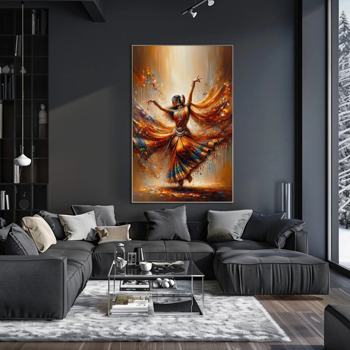 Indian Dance In Motion, India Traditional Dance Art Print - Image 2