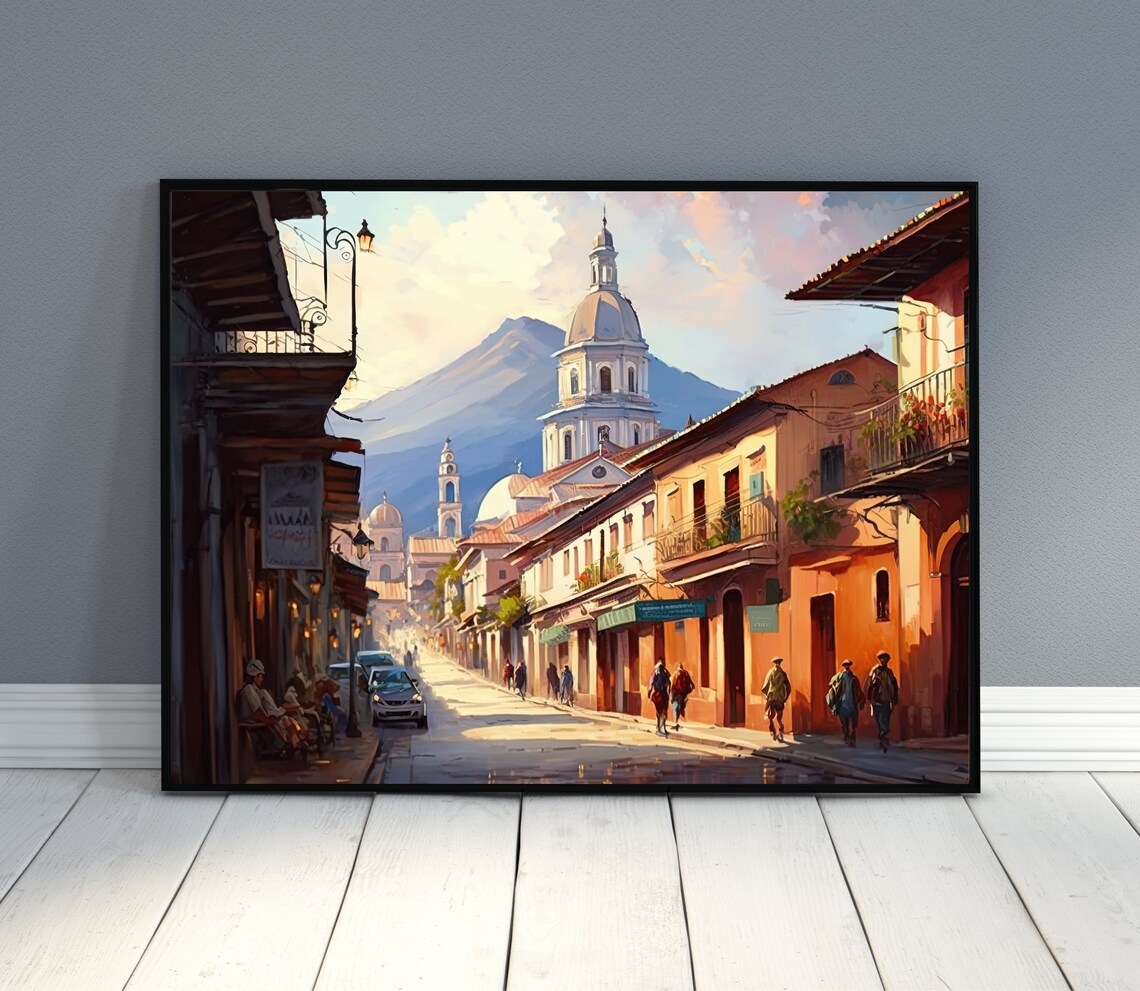 Guatemala Town Landscape Painting Guatemala Art Guatemala Art Guatemala Travel Print Caribbean Travel Print Guatemala Wall Decor - Image 2
