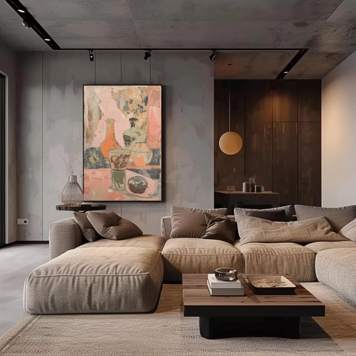 Abstract Vases Still Life Blush Pink Modern Art Painting Poster - Image 4
