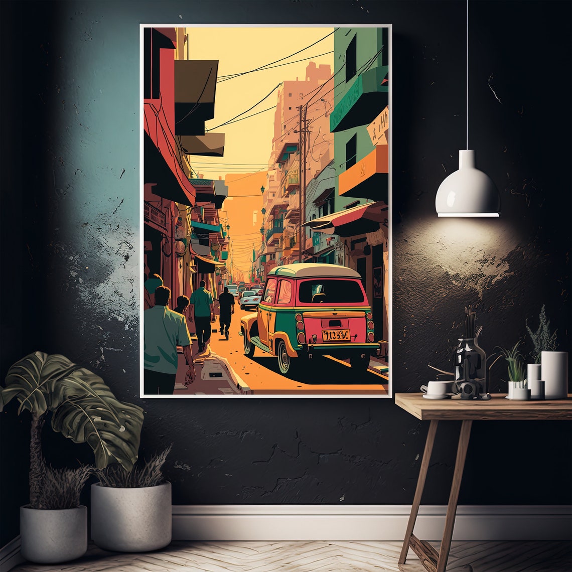Pakistan Wall Art Lahore Painting Pakistani Decor Lahore Cityscape Asia Print Pakistani Painting Pakistani Home Decor Pakistan Print - Image 2