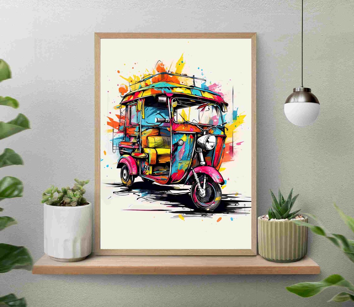 Auto Rickshaw India Art Print, Indian Travel Decor - Image 4